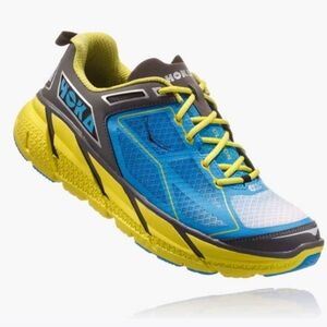 Hoka One One Men Clifton 1 Vibrant Blue & Neon Yellow Sneakers 10M
